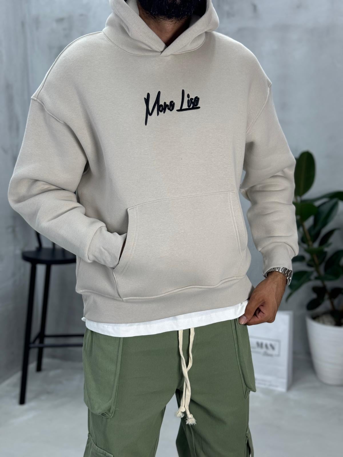 Mona Lisa Baskılı Sweatshirt Bej