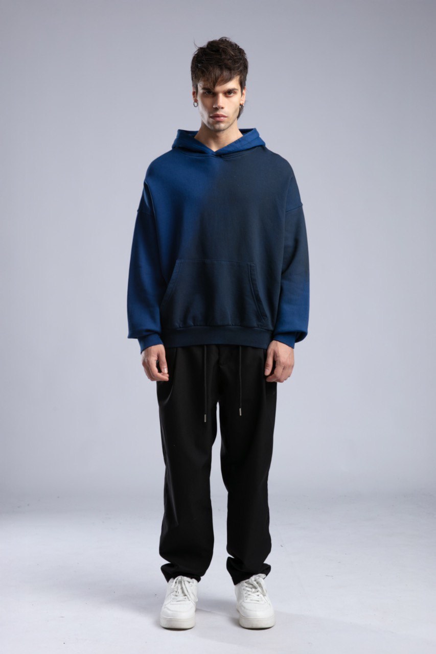 Oilwashed Kapüşonlu Sweatshirt Lacivert