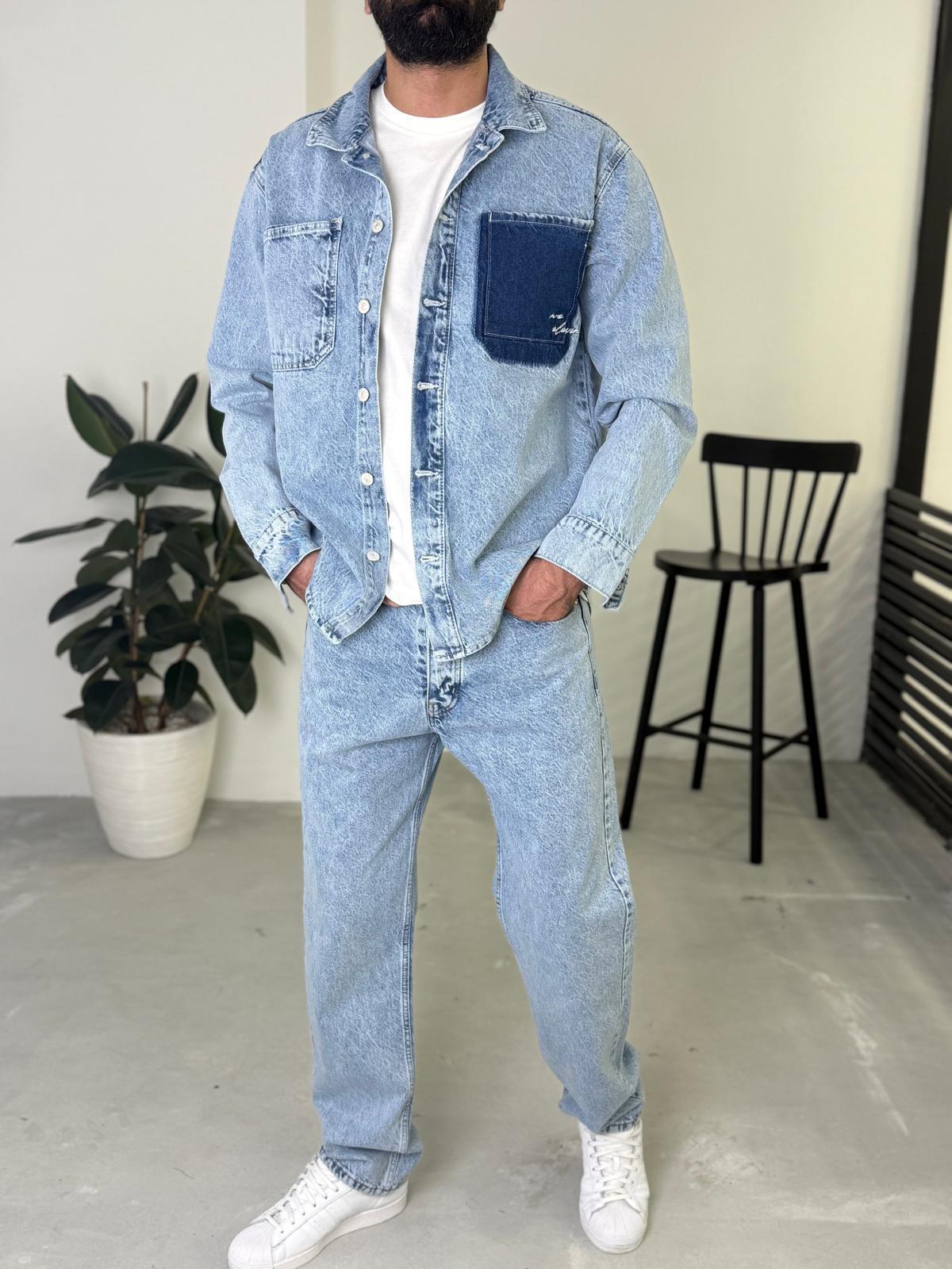 Oversize Ceket Baggy Pantolon Takım Mavi