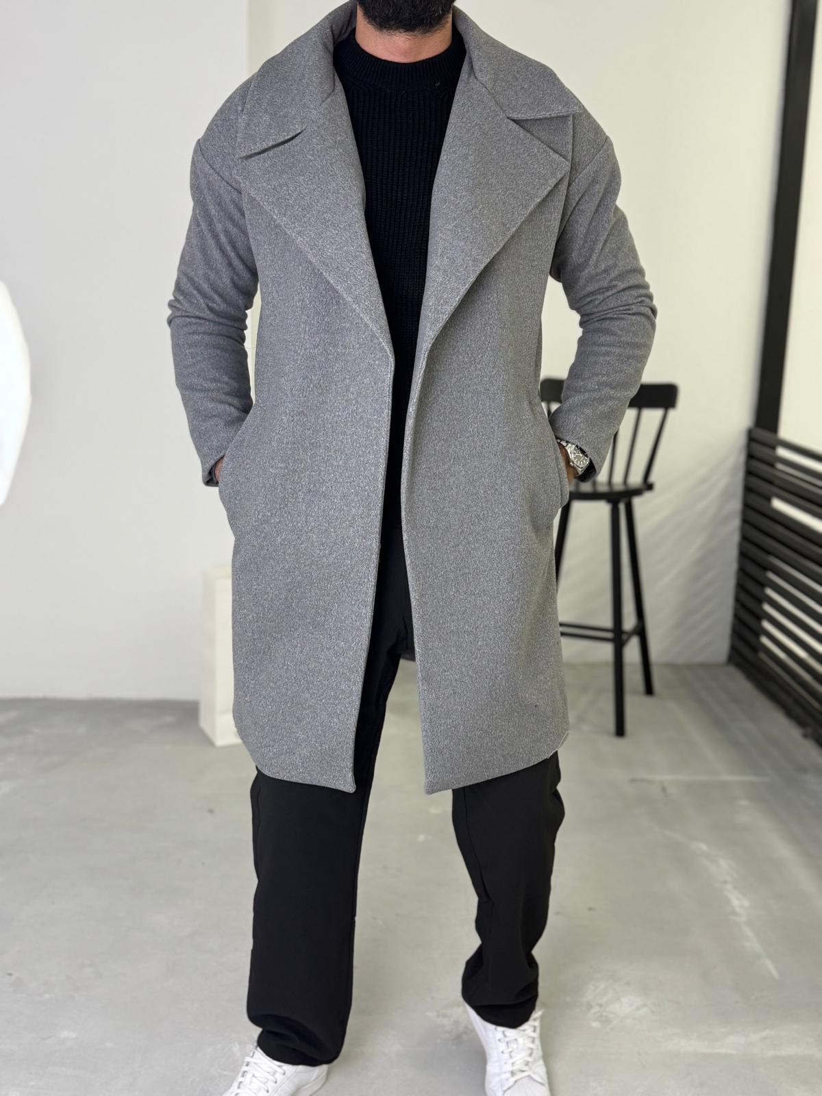 Premium Oversize Kaşe Kaban Gri