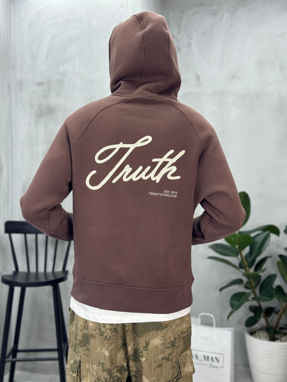 Turth Baskılı Sweatshirt Kahve
