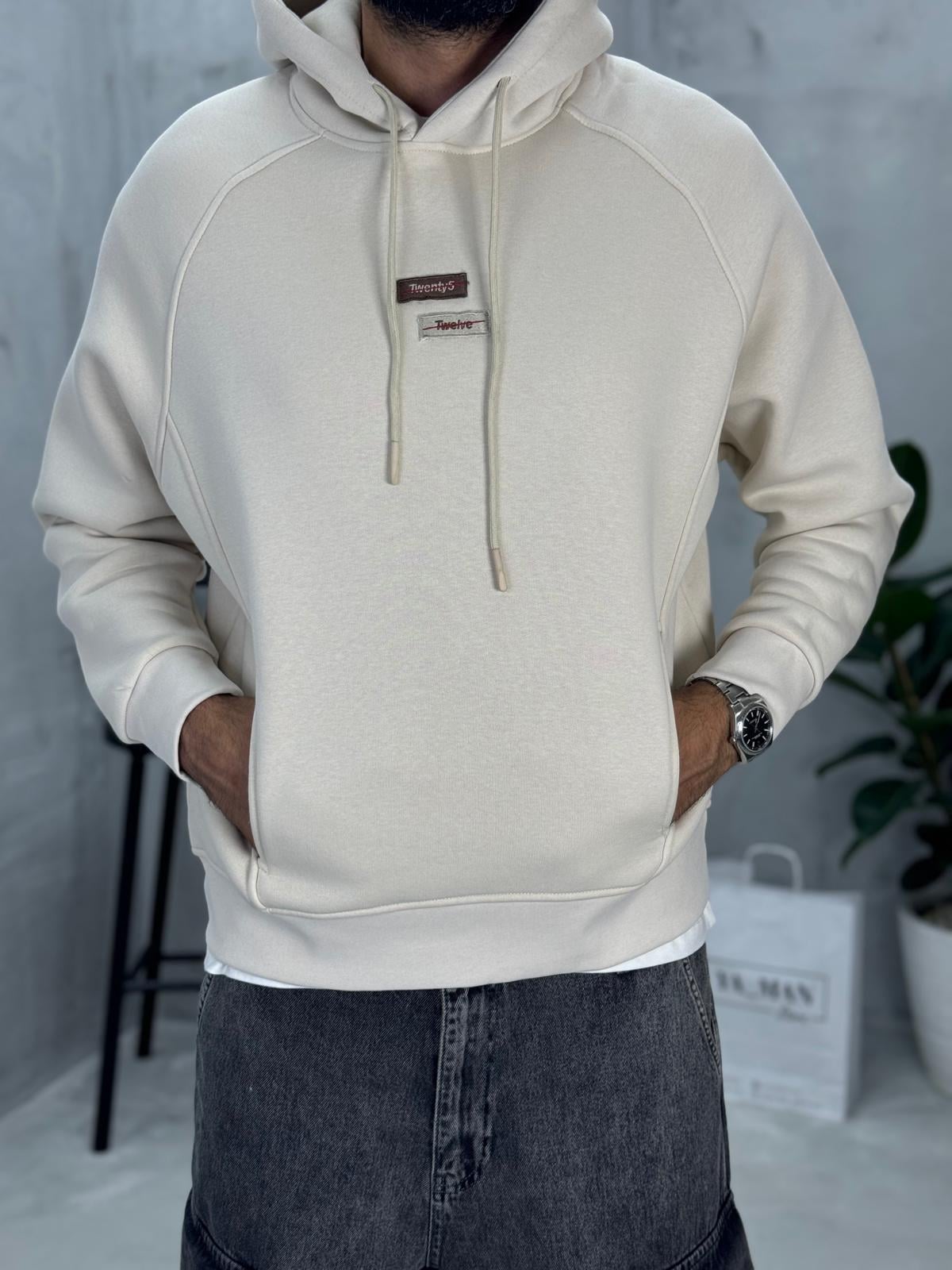 Twelve Baskılı Sweatshirt Beyaz