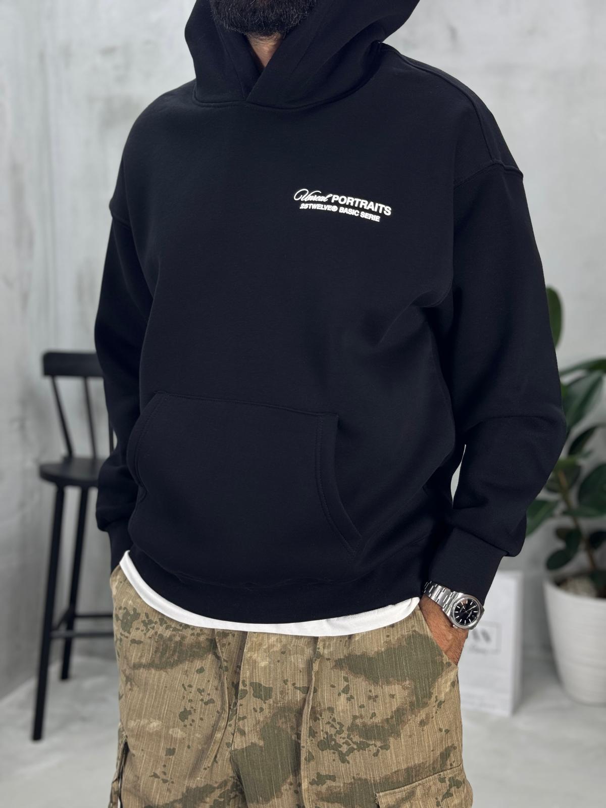 Unreal Baskılı Sweatshirt Siyah