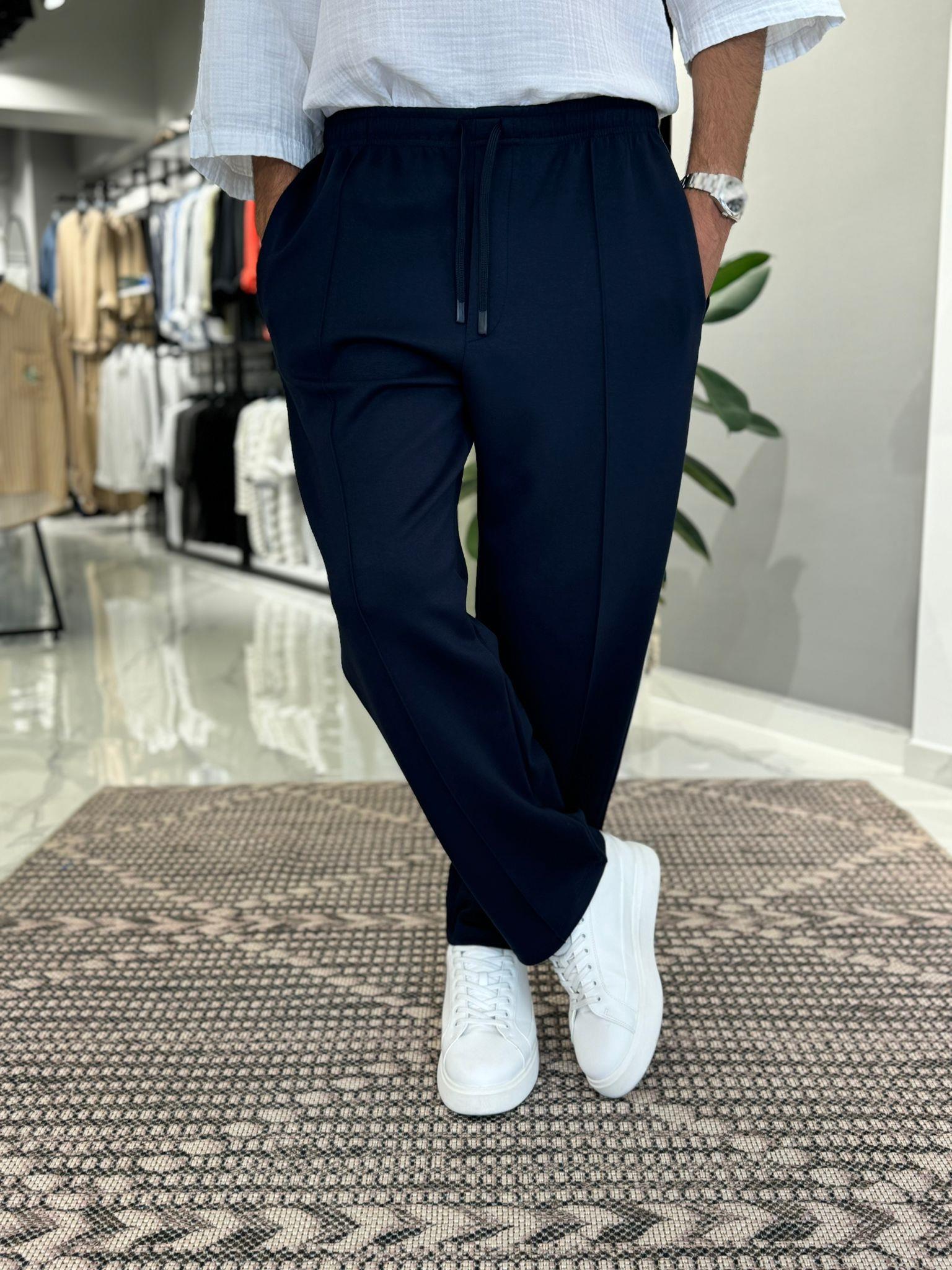 Yeni Sezon Modal Kumaş Baggy Pantolon Lacivert