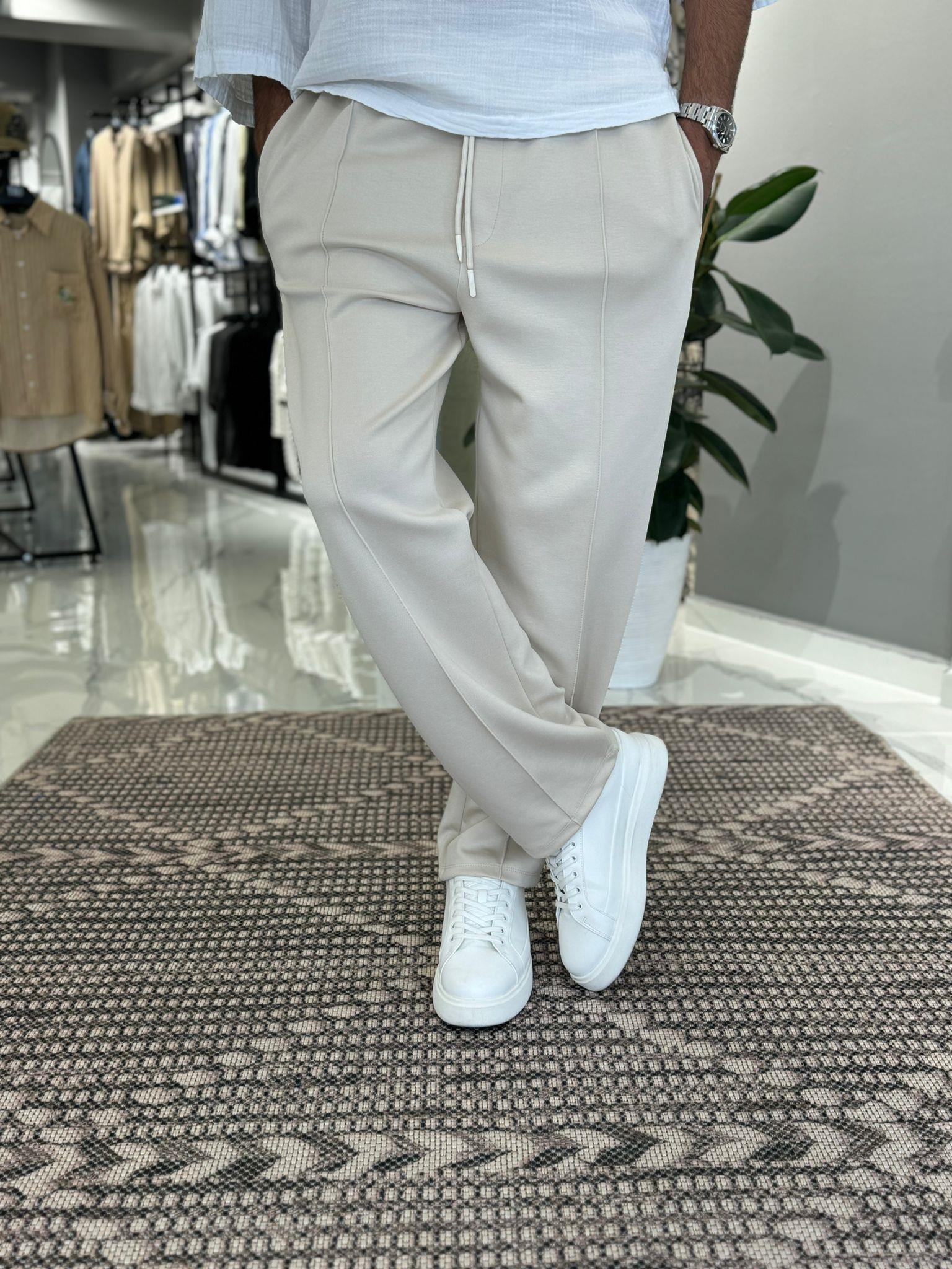 Yeni Sezon Modal Kumaş Baggy Pantolon Bej