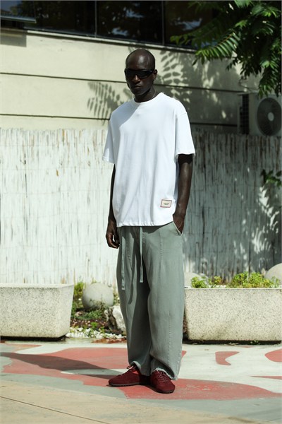 'The Catch' Yıkamalı Oversize T-Shirt Beyaz