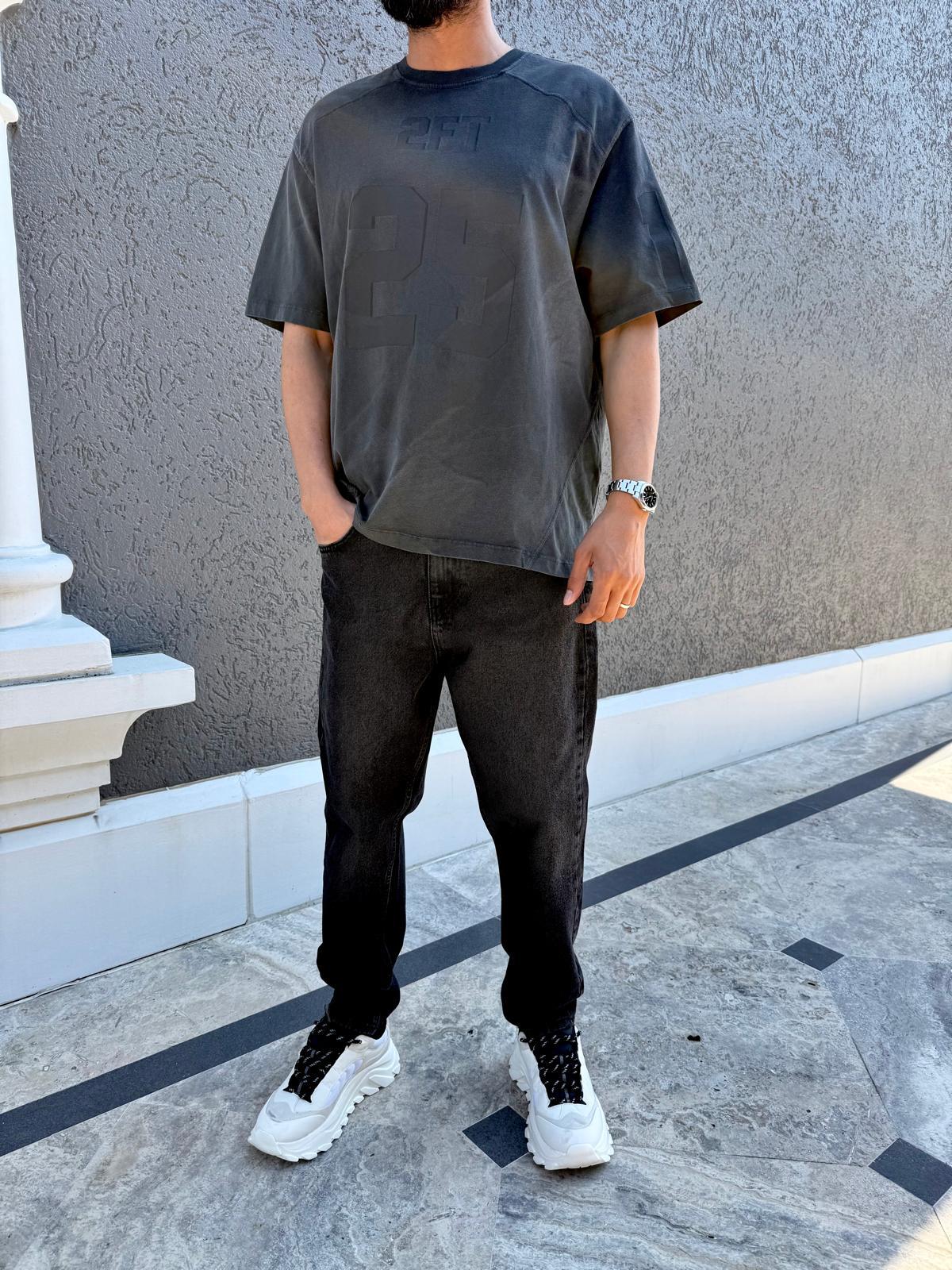 25 Baskılı Oversize Tişört Siyah