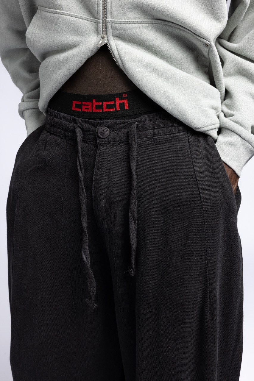 Baggy Kalıp Gabardin Pantolon Siyah