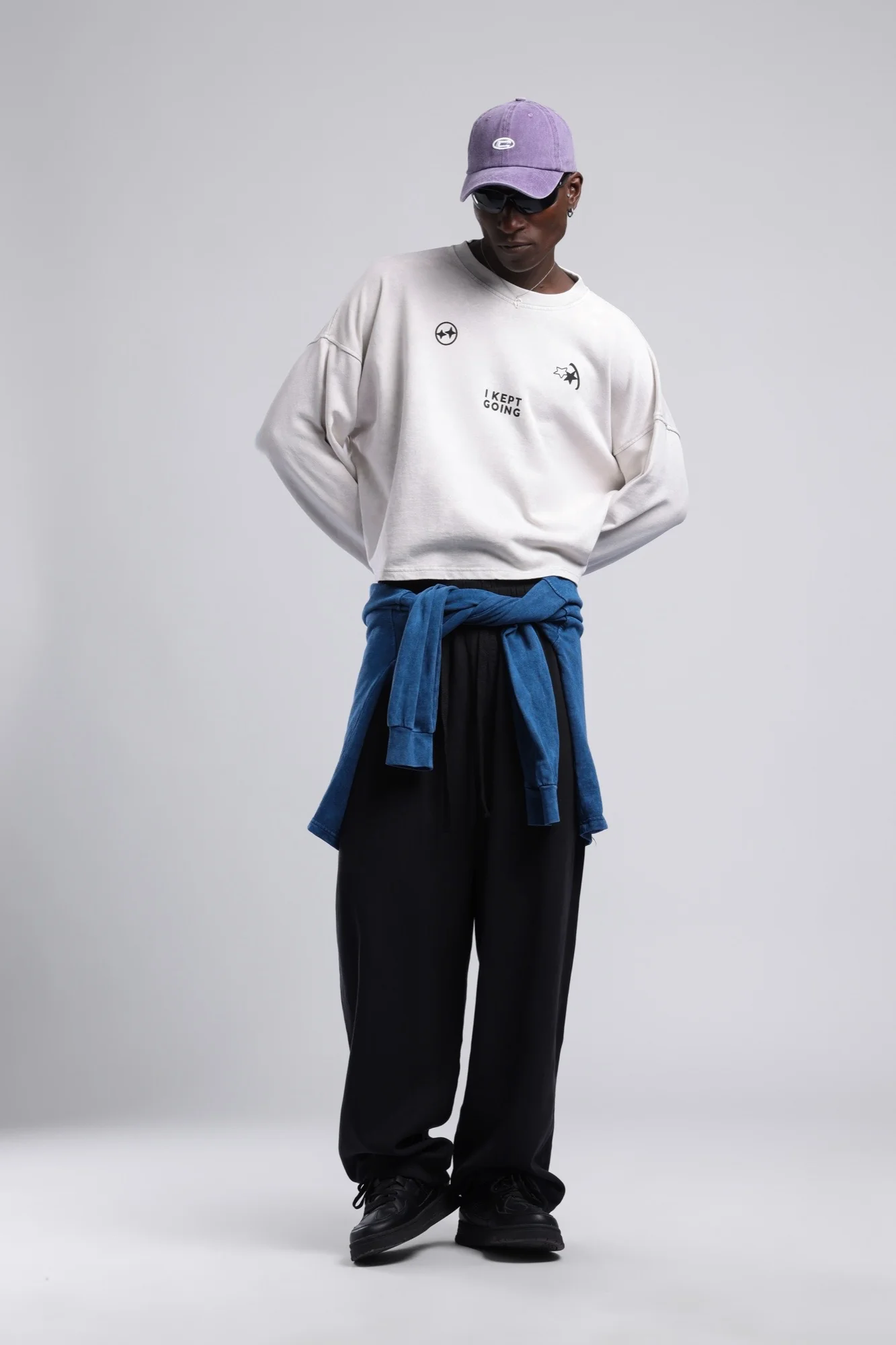 Baskılı Düşük Omuzlu Relaxed Fit Sweatshirt Bej