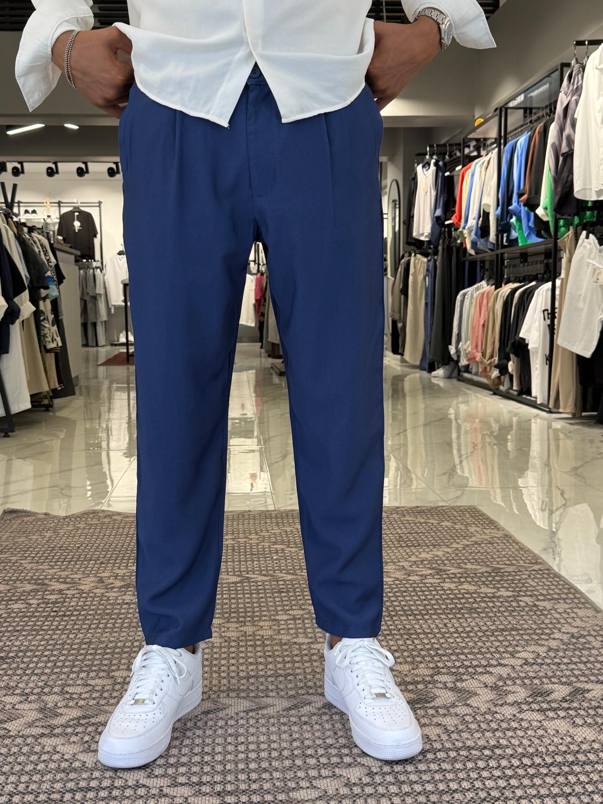 Boyfriend Keten Pantolon Lacivert