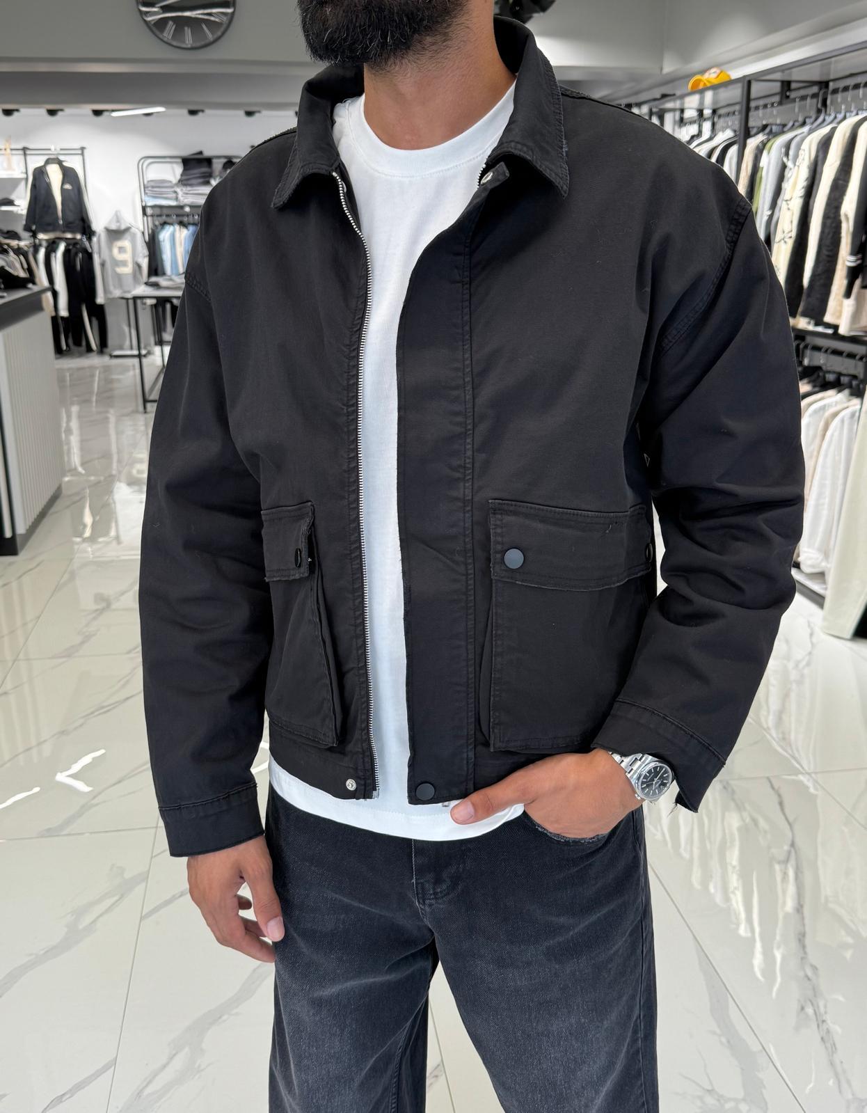 Çift Cepli Mevsimlik Ceket Siyah