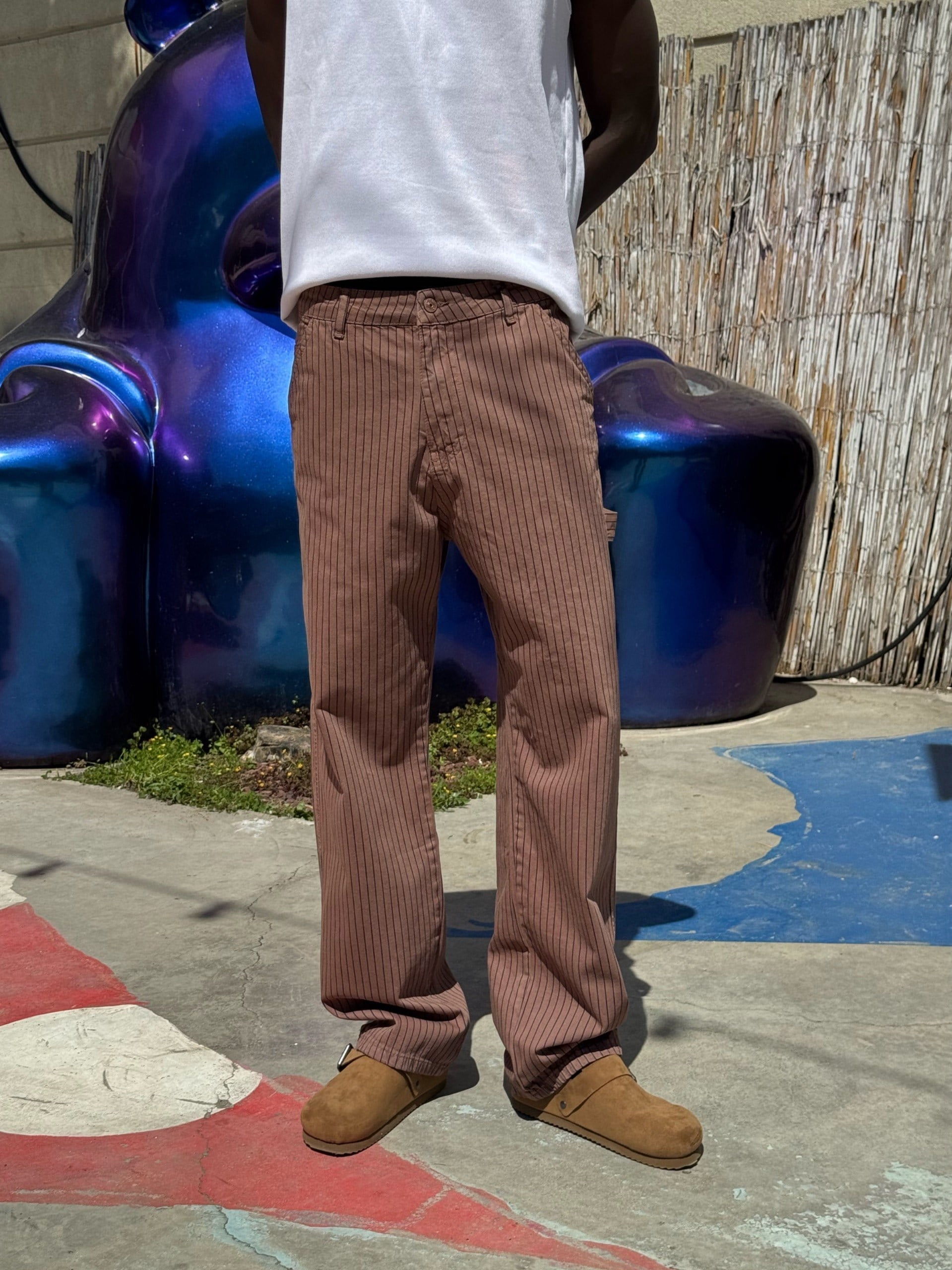Çizgi Detaylı Baggy Pantolon Kahve