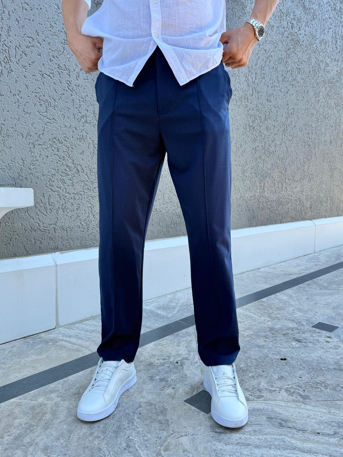 Çizgi Detaylı Basic Jogger Pantolon Lacivert