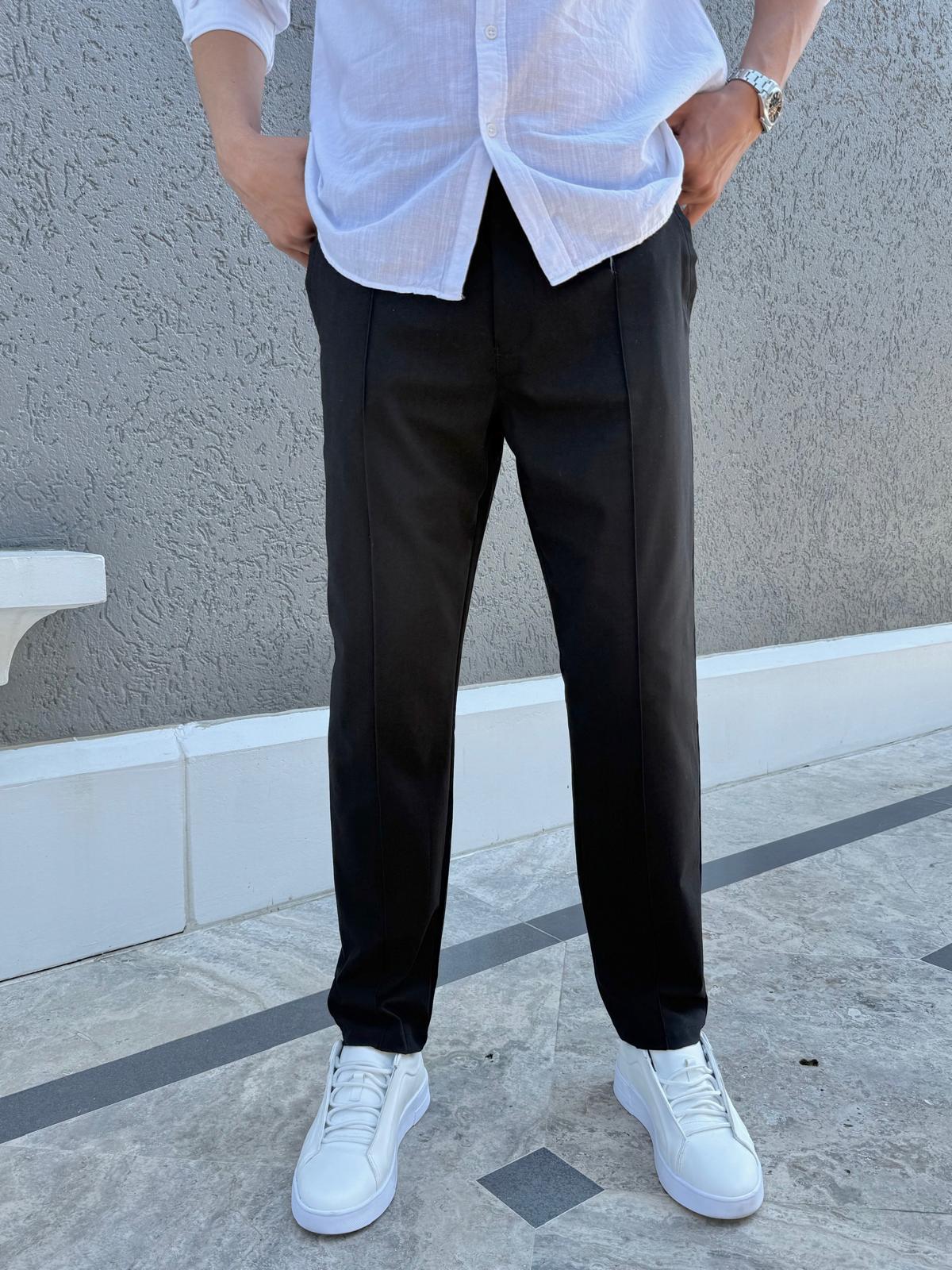 Çizgi Detaylı Basic Jogger Pantolon Siyah