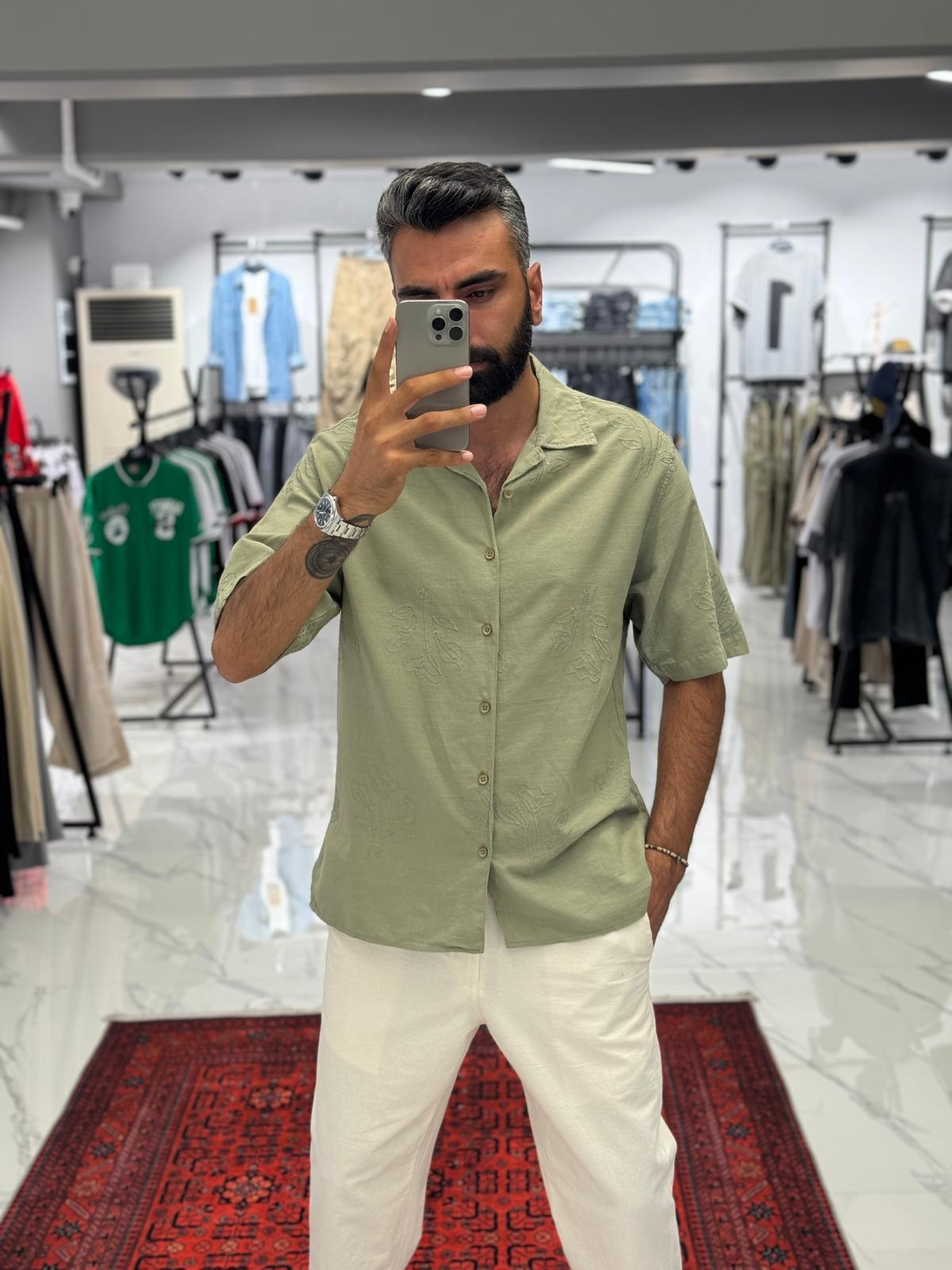 Desenli Gömlek Yeşil