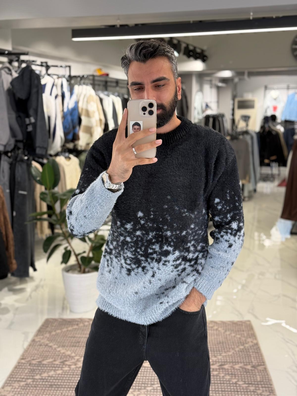 Desenli Peluş Kazak