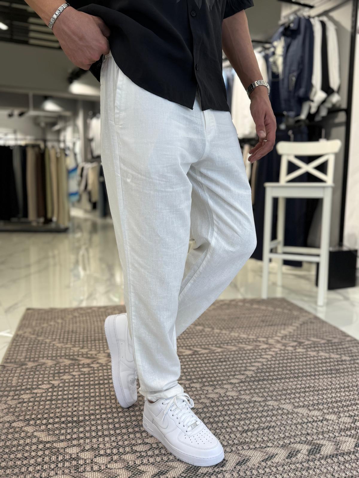 Duble Paça Keten Pantolon