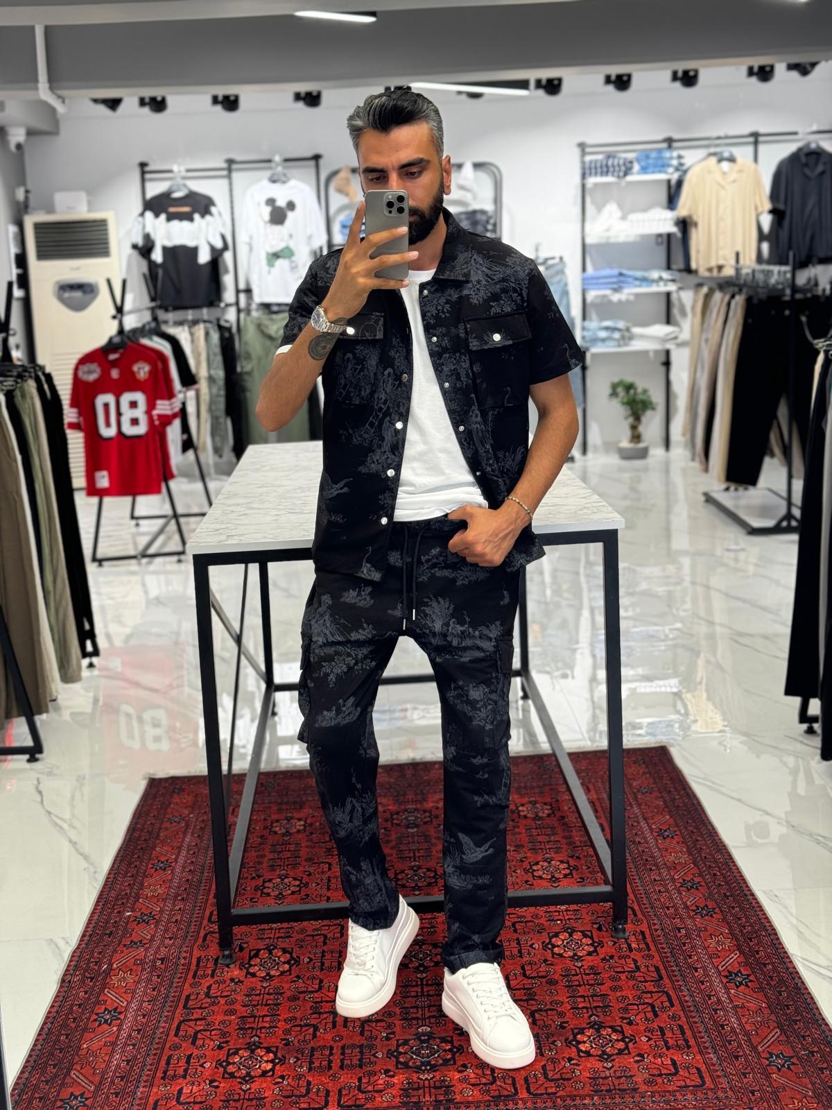 Etnik Desen Takım Siyah