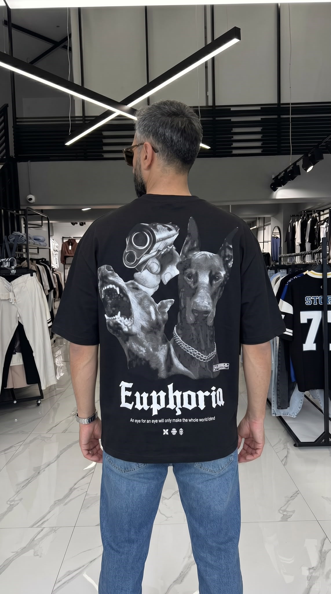 Euphoria Doberman Oversize T-Shirt Siyah