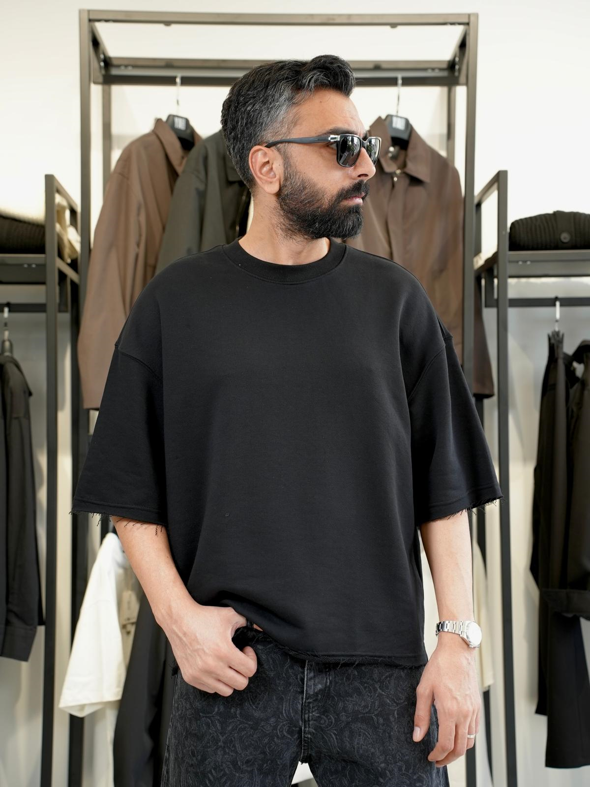 Fakir Kol Oversize Tshirt Siyah
