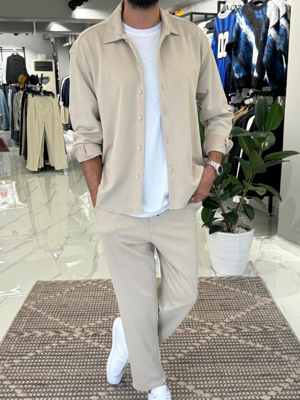 Gabardin Kumaş Takım Krem