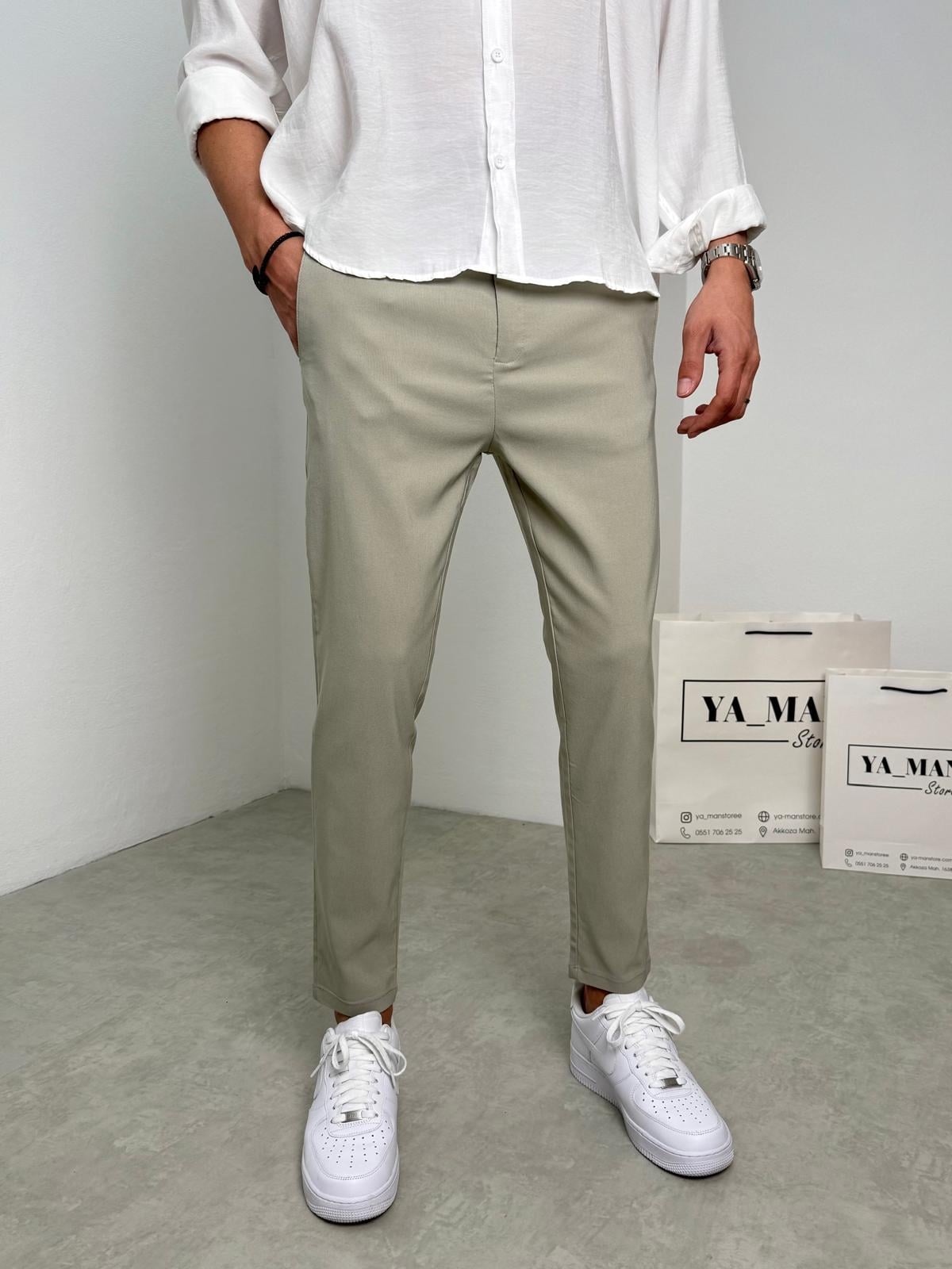 Gabardin Likralı Kumaş Pantolon Haki