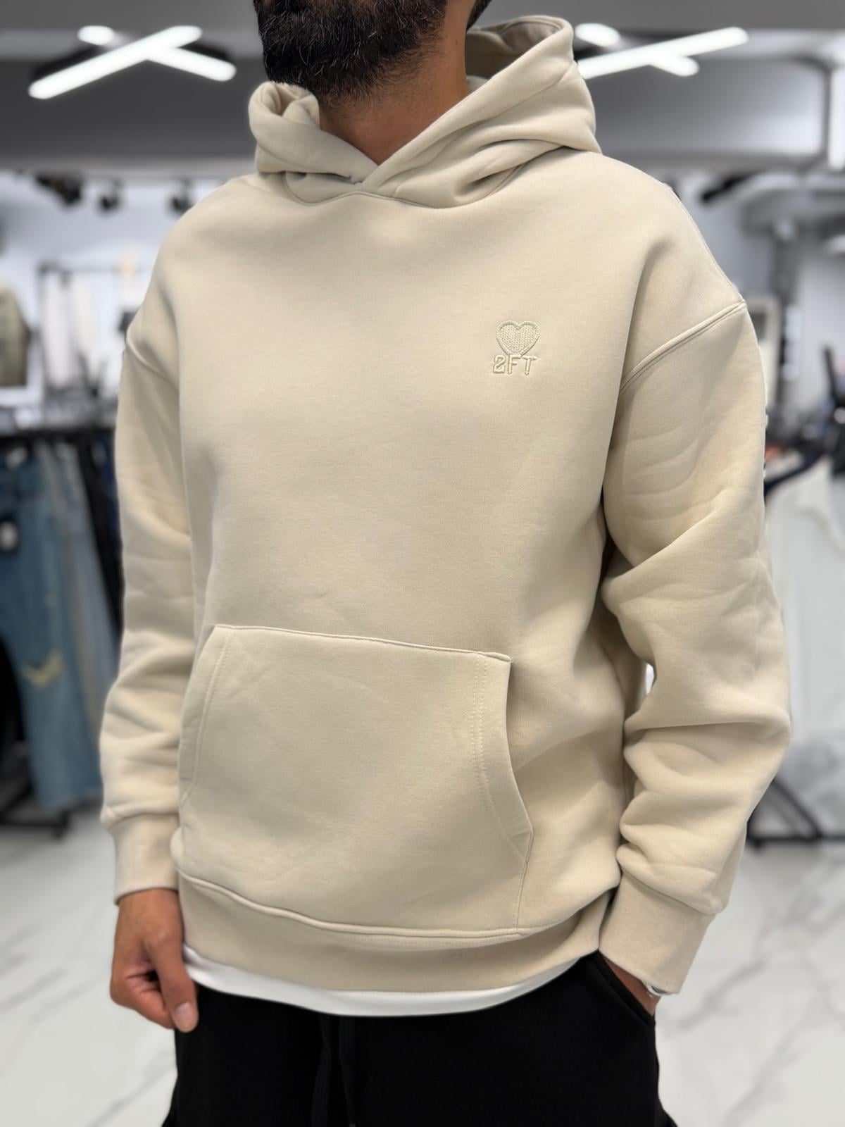 Kapüşonlu Sweat Bej