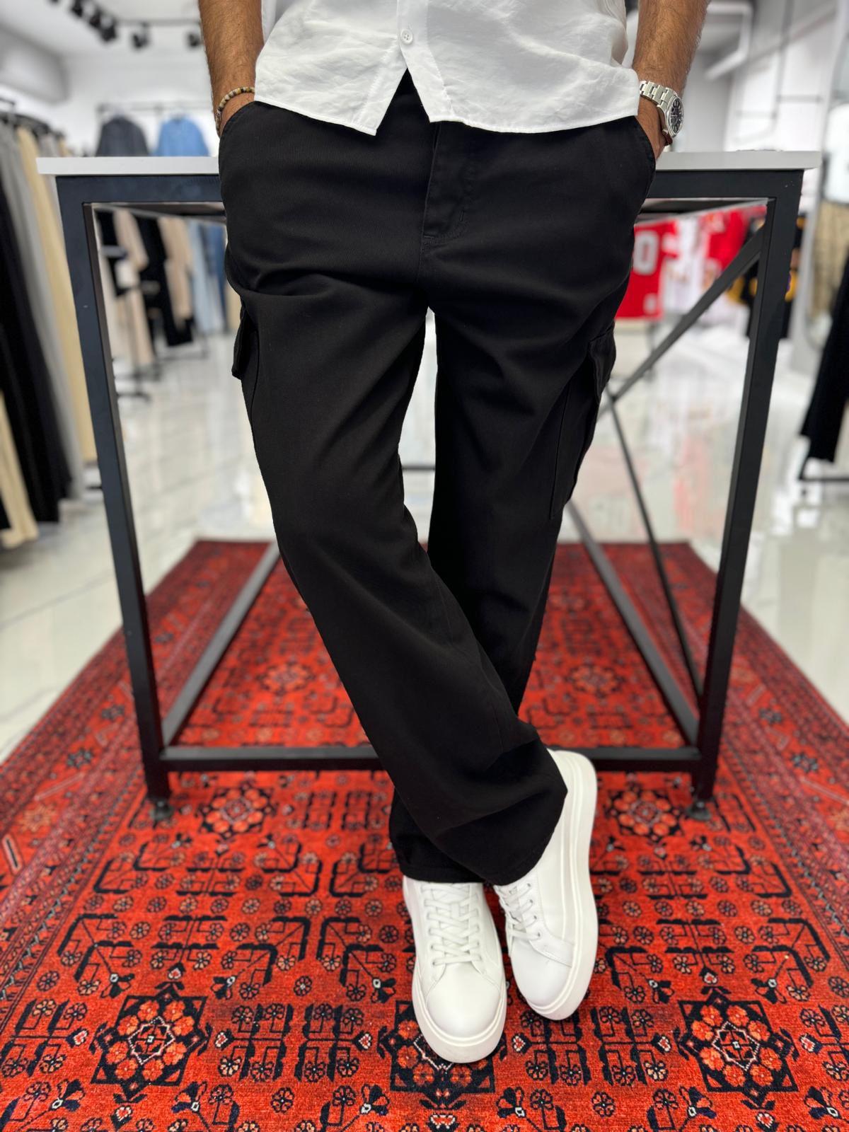Kargo Cep Baggy Pantolon Siyah