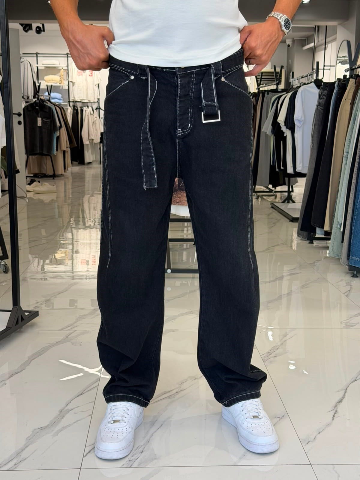 Kemer Detaylı Premium Pantolon Siyah