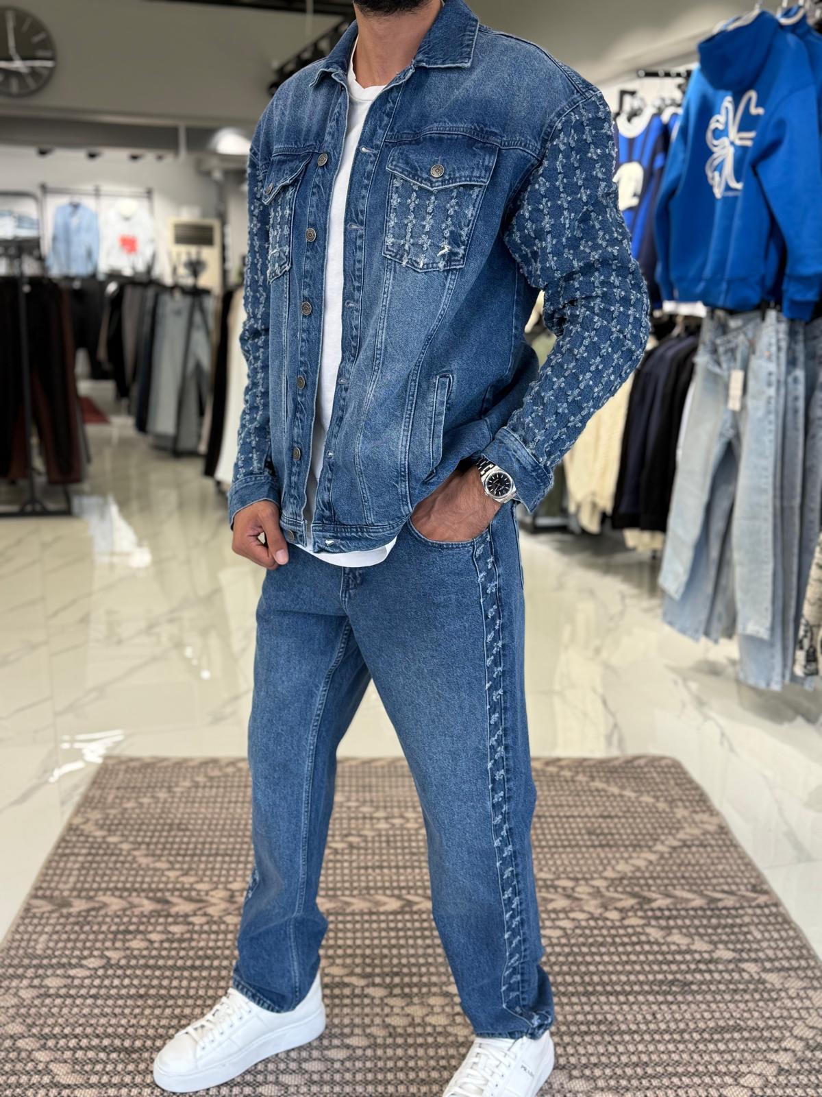 Lazer İşlemeli Jean Kot Takım