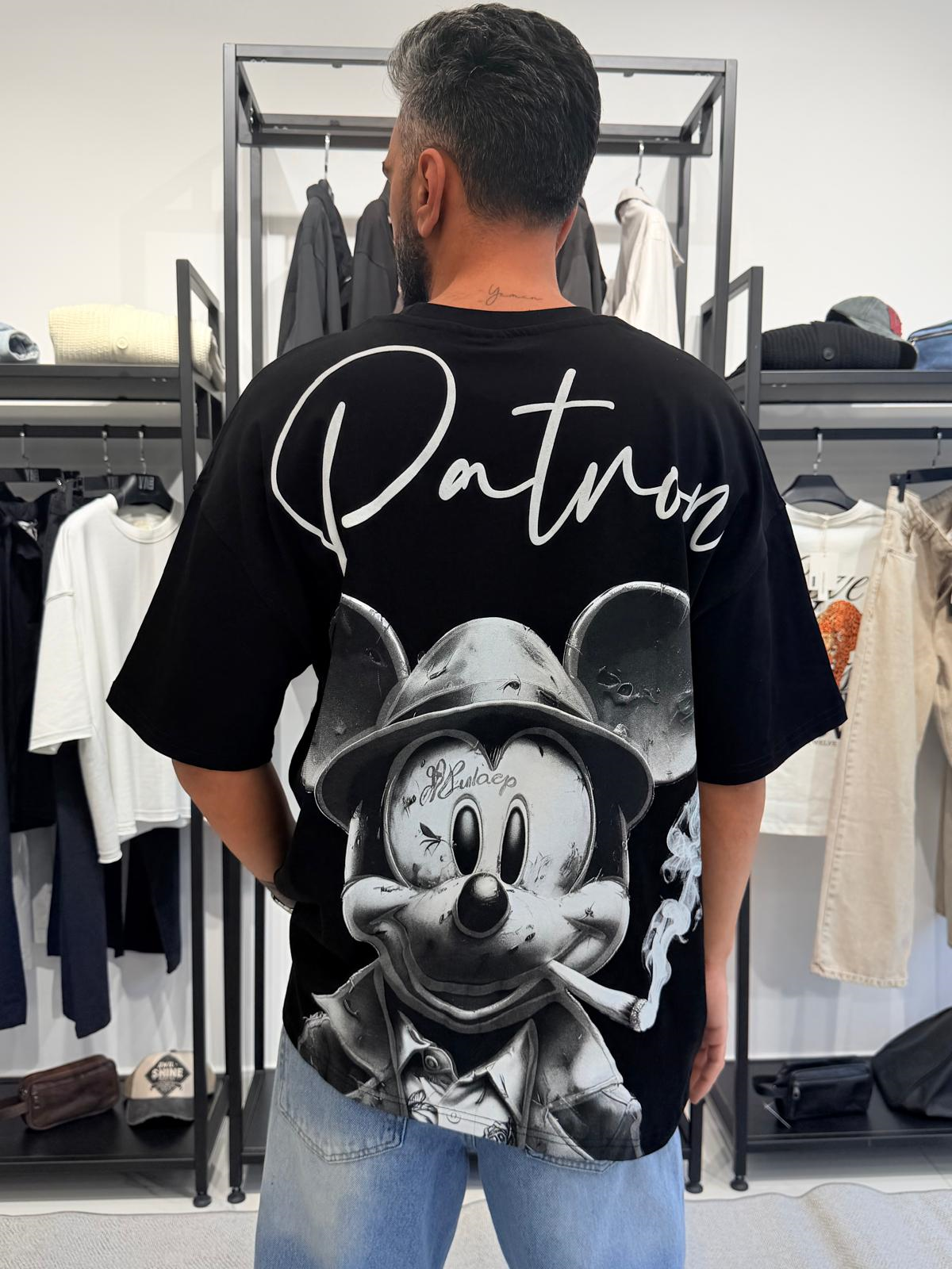 Mickey Mouse Vintage Baskılı Tişört Siyah