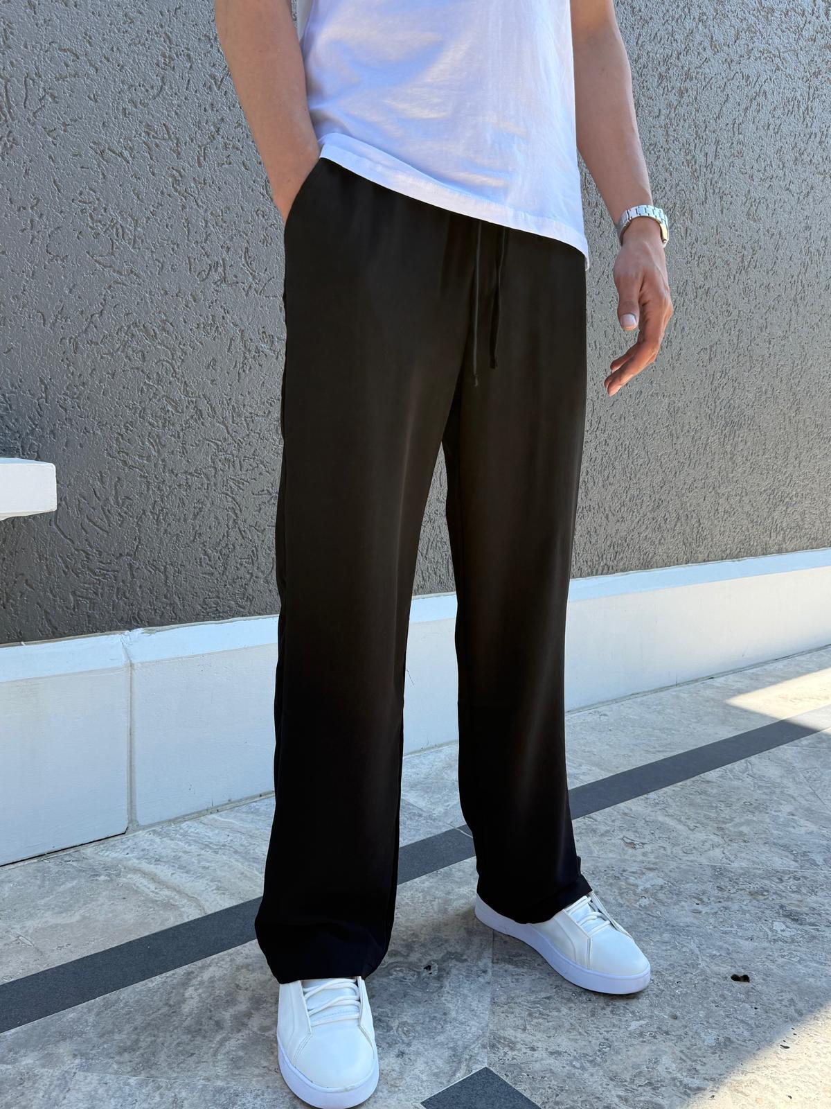 Modal Kumaş Baggy Kalıp Pantolon Siyah
