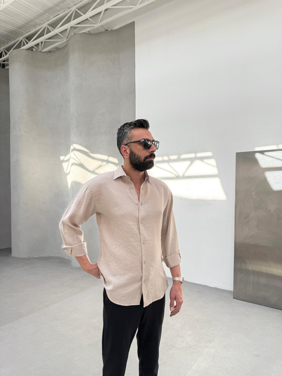 Model Kumaş Basic Gömlek Bej