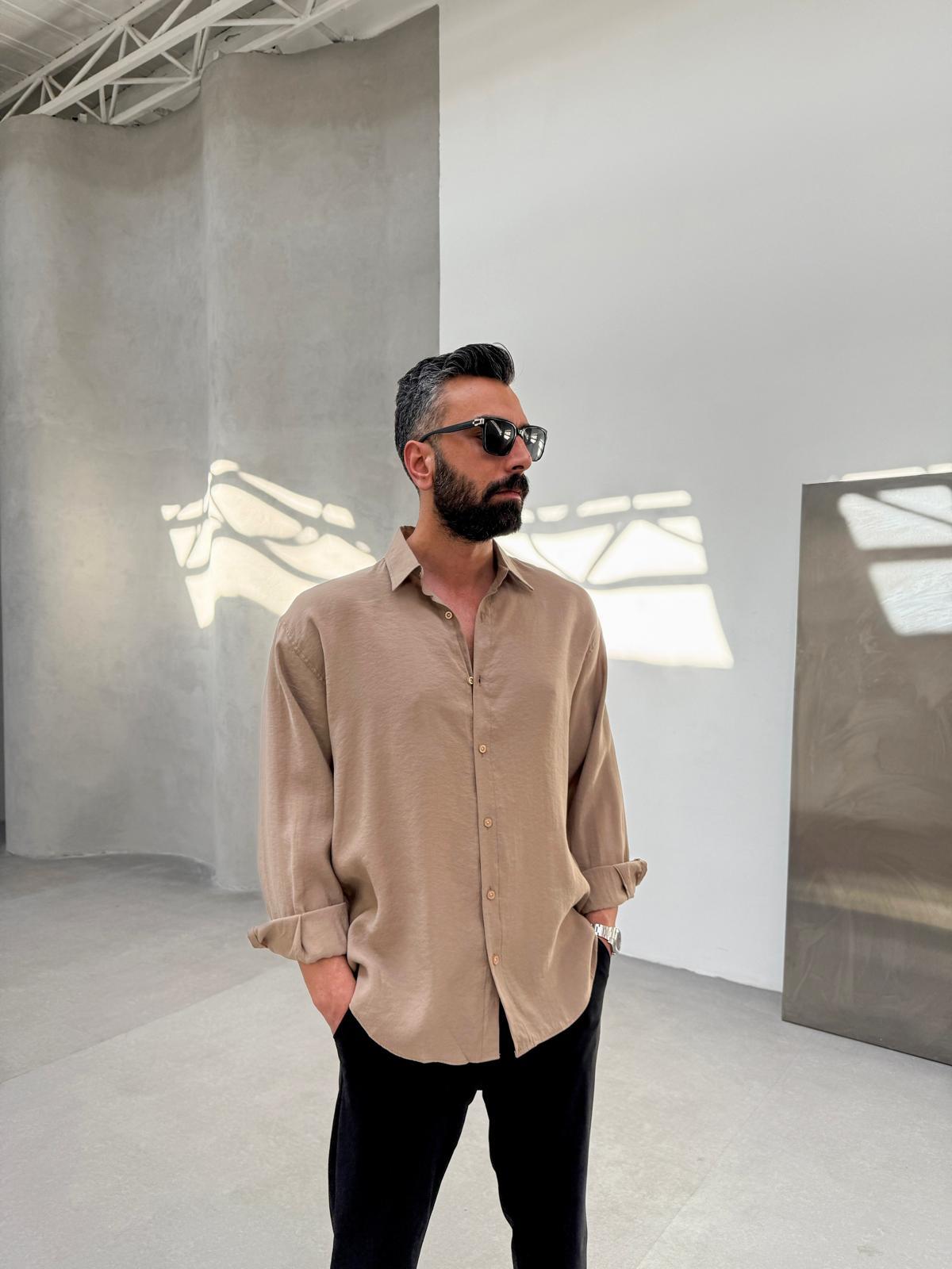 Model Kumaş Basic Gömlek Kahve