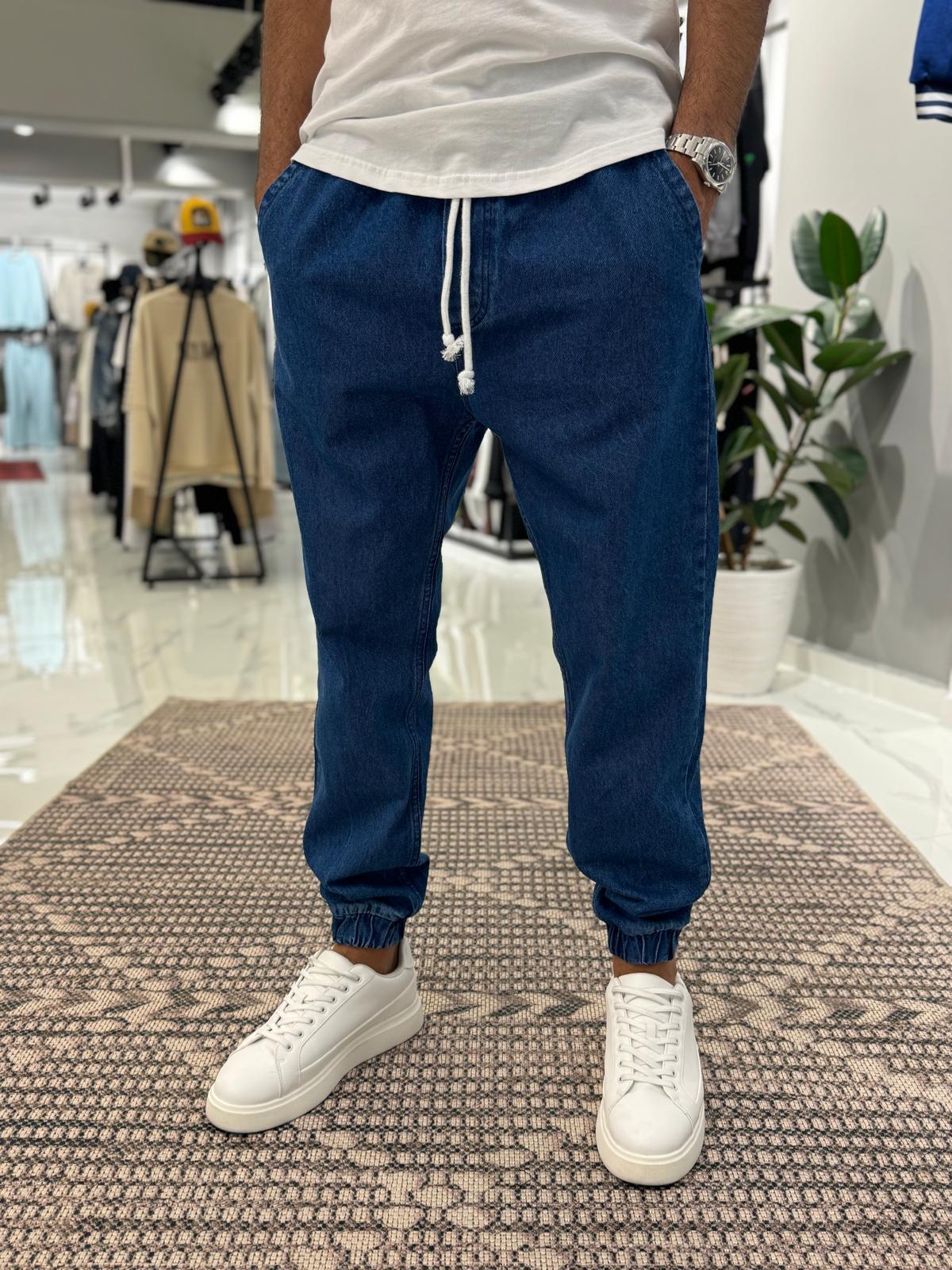 Paça Lastik Kot Pantolon Lacivert