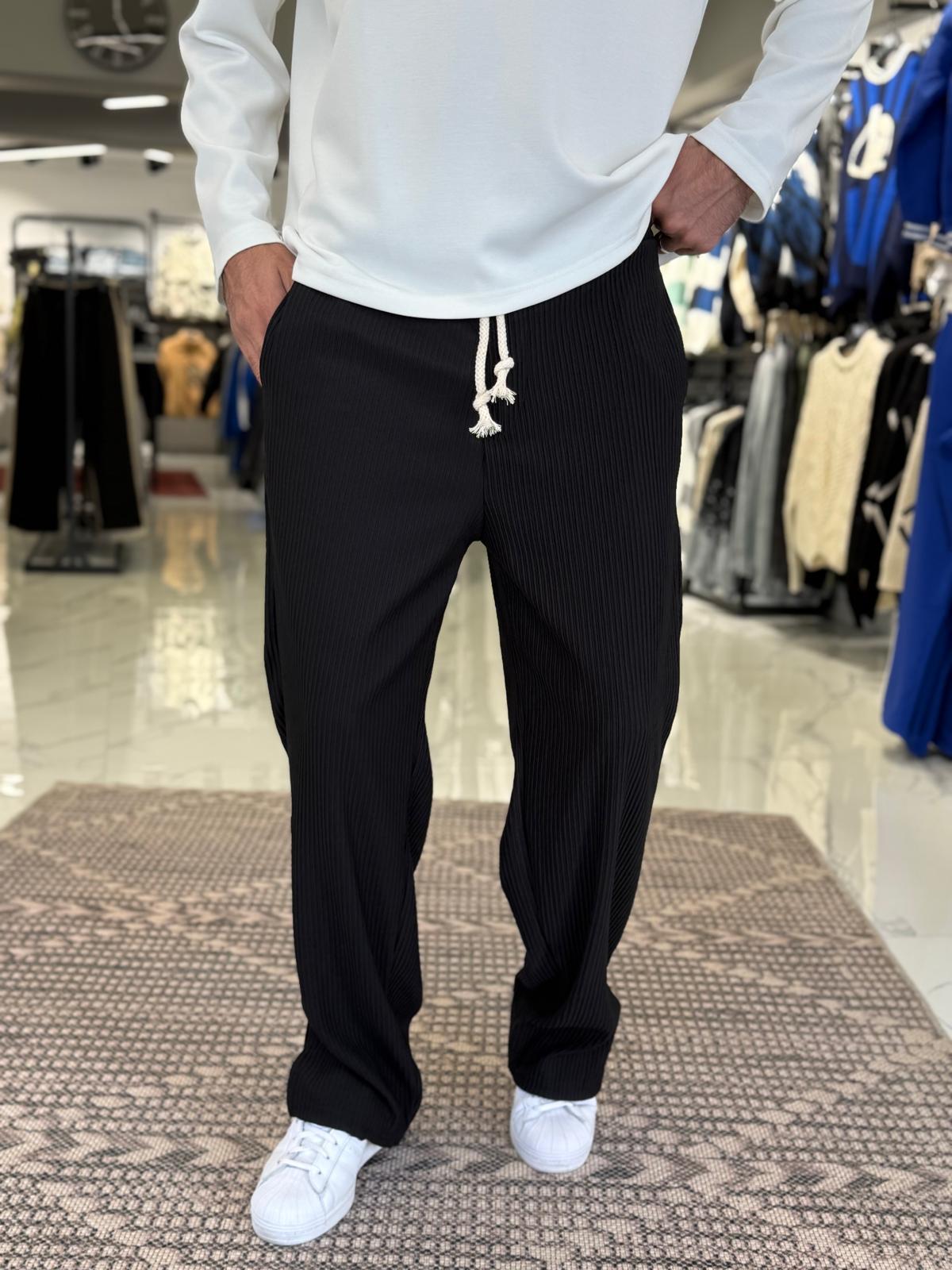 Paça Yırtık Detay Ottoman Kumaş Baggy Pantolon