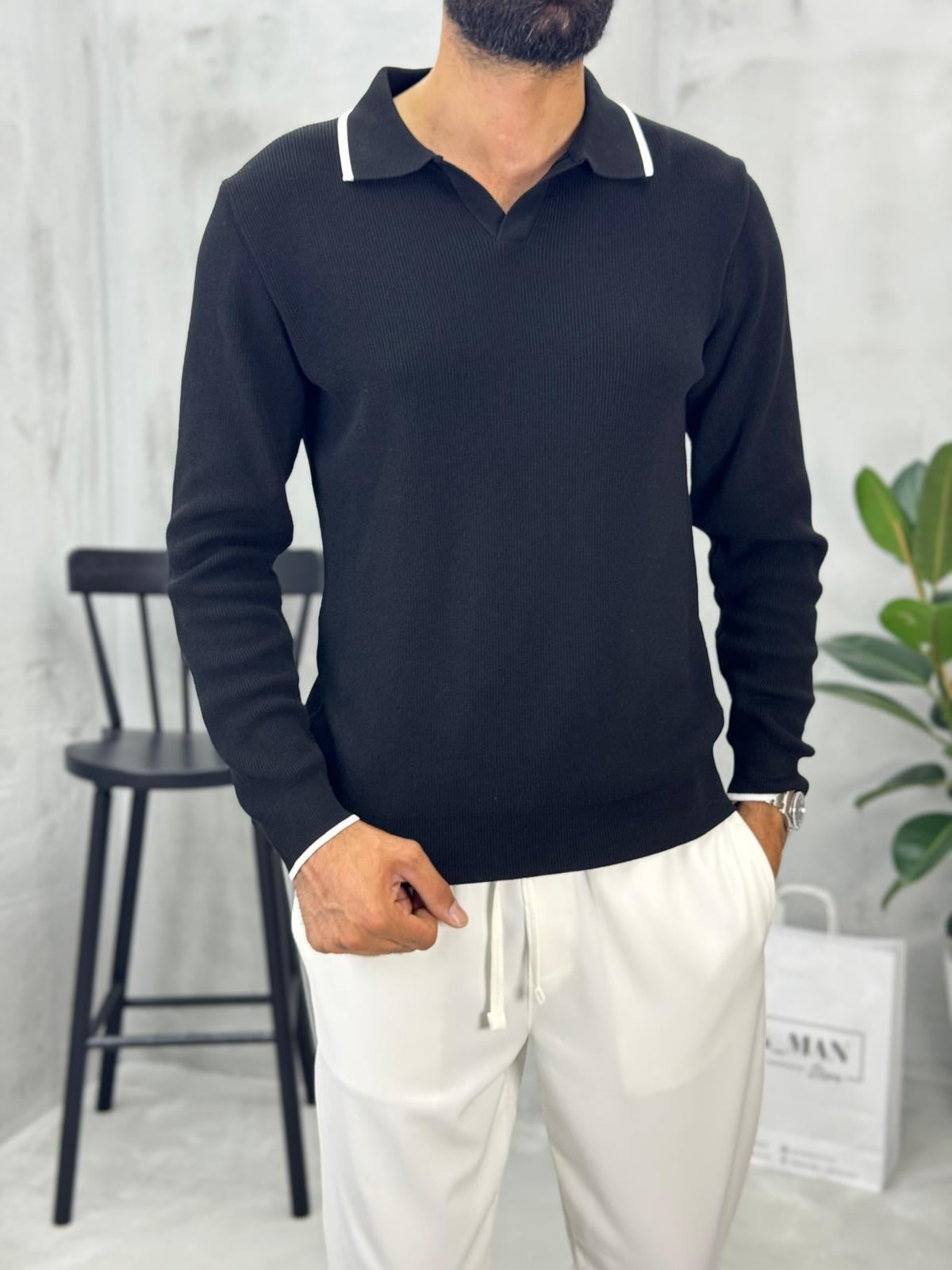Polo Yaka Triko Siyah