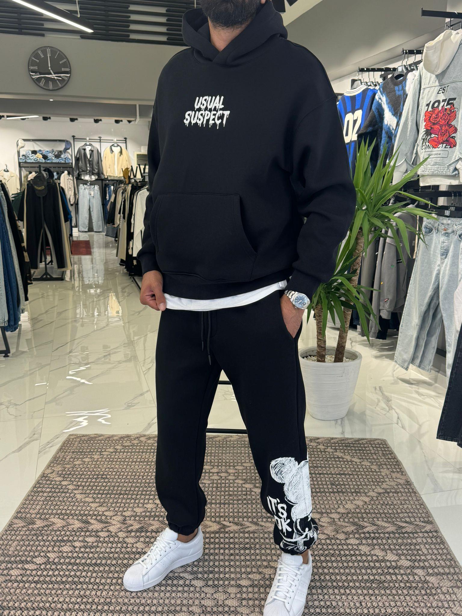 Premium Şardonlu Mickey Takım Siyah
