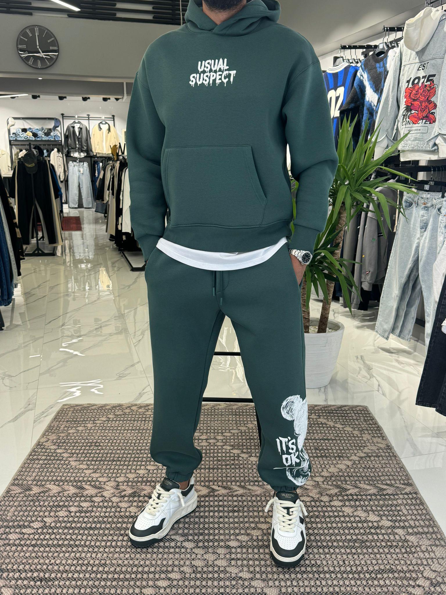 Premium Şardonlu Mickey Takım Yeşil