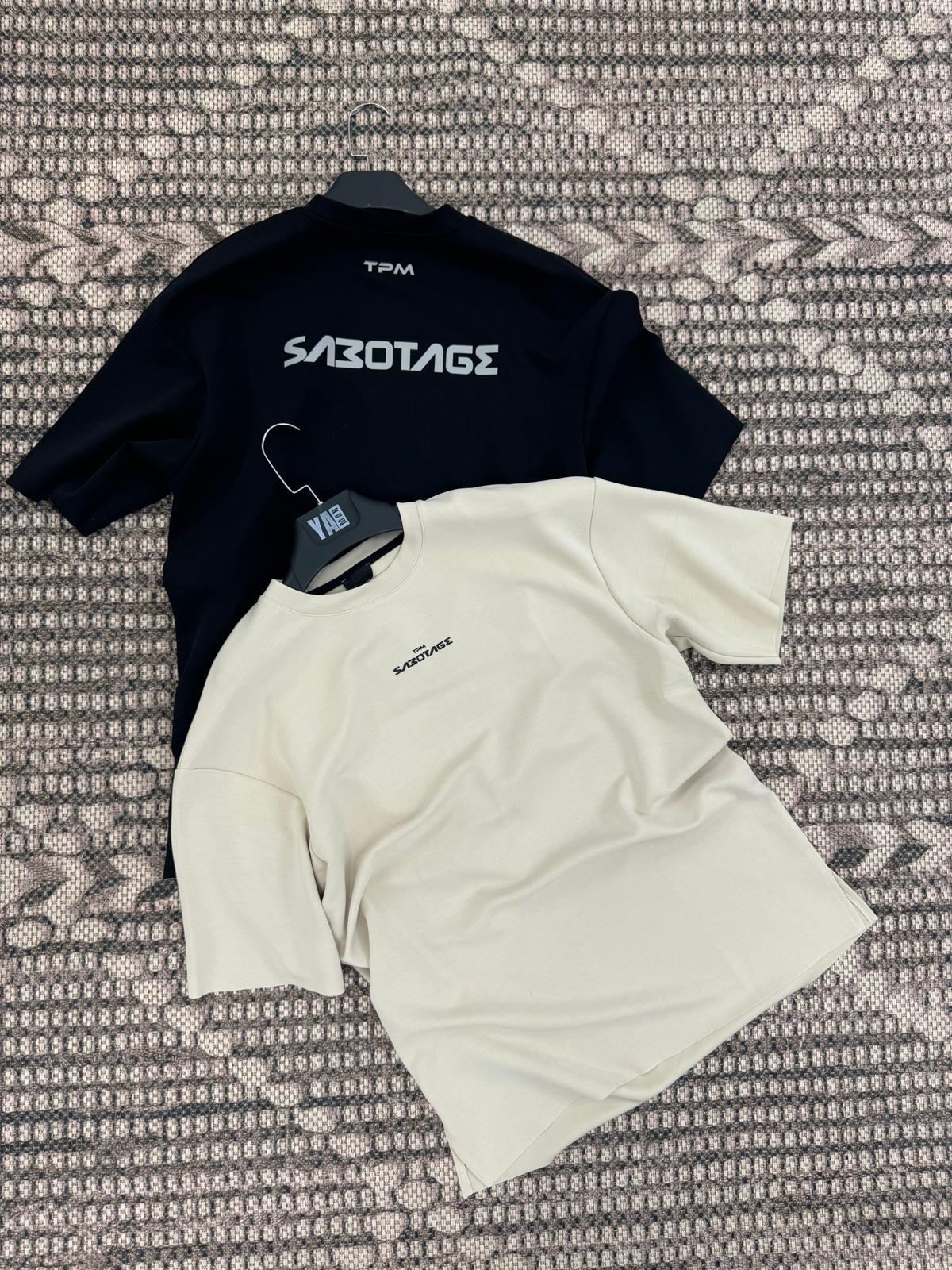 Sabotage Baskılı Tişört Krem