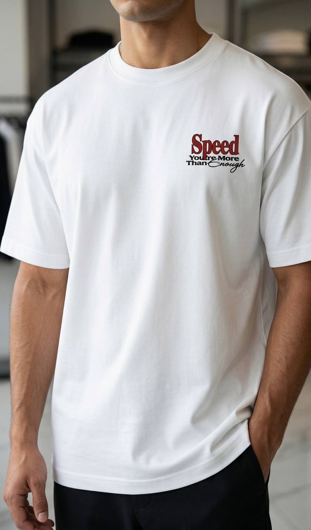Speed Flok Baskı Leopar Tişört Beyaz