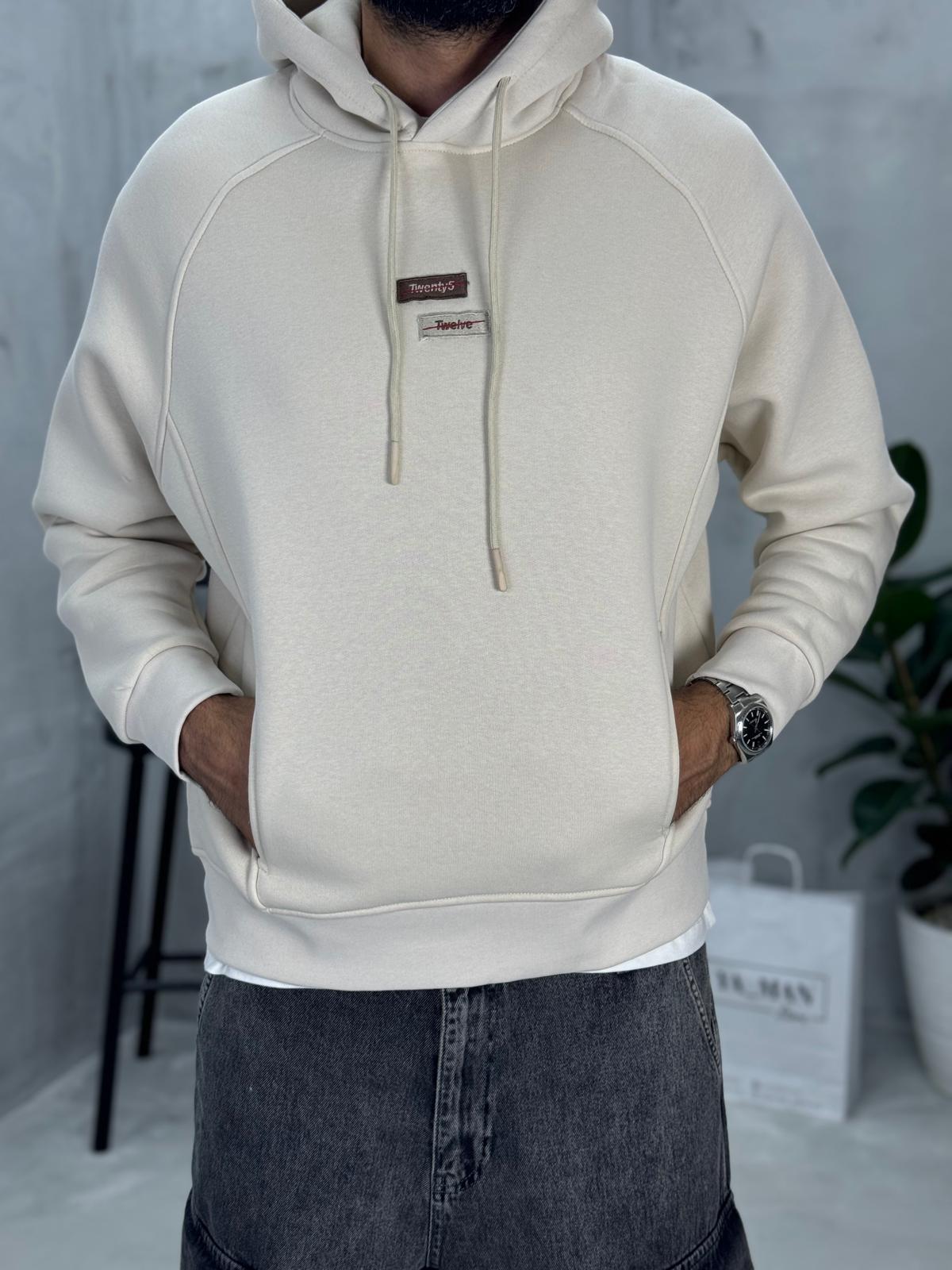 Twelve Baskılı Sweatshirt Beyaz