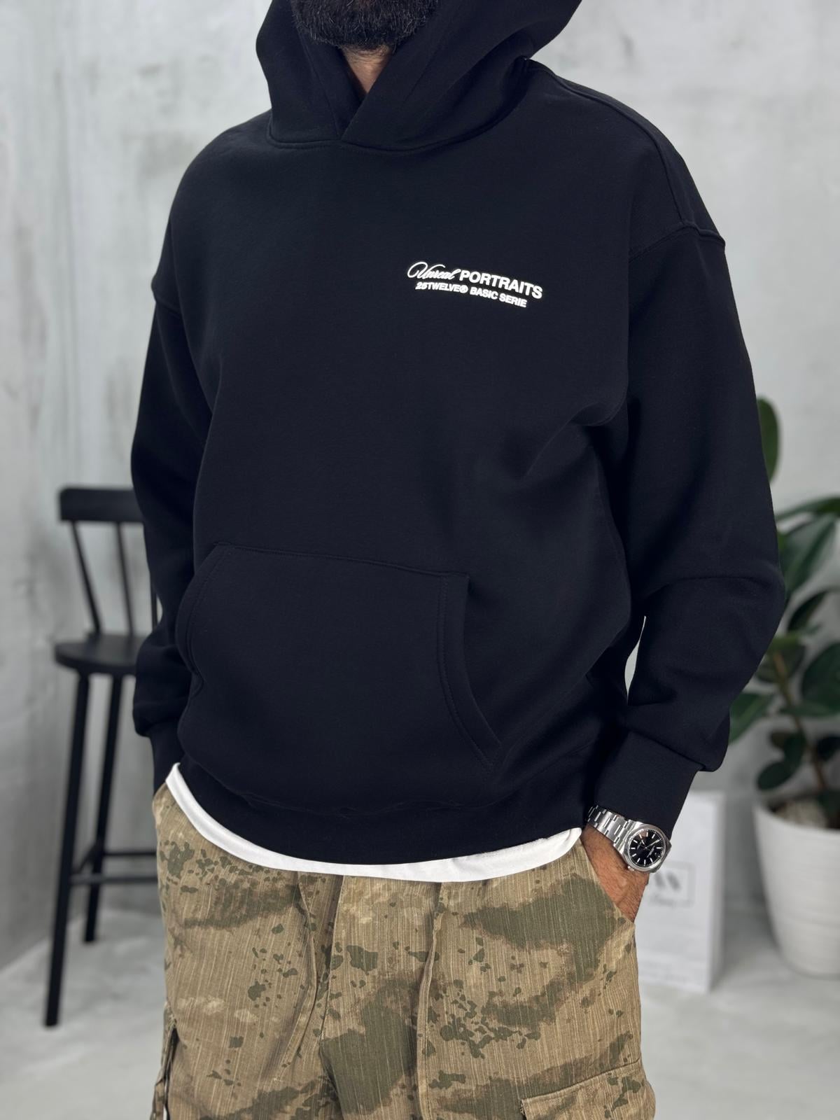 Unreal Baskılı Sweatshirt Siyah