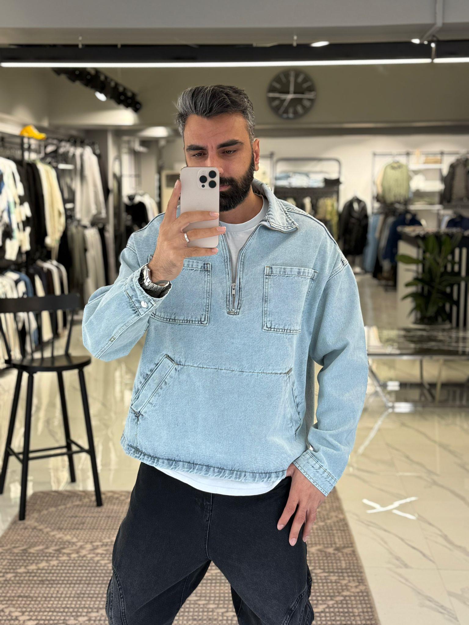 Yarım Fermuarlı Cep Detaylı Yıkamalı Kot Jean