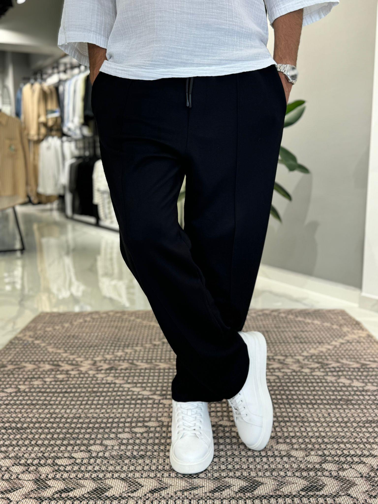 Yeni Sezon Modal Kumaş Baggy Pantolon Siyah