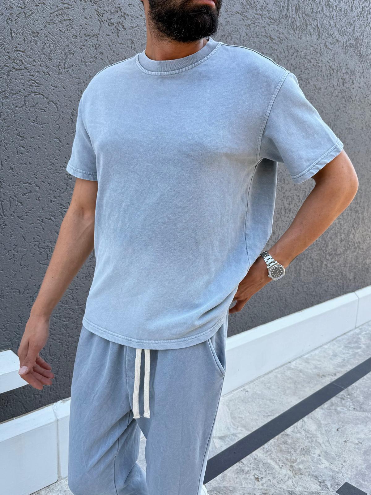 Yıkamalı Oversize Kalıp Takım Gri