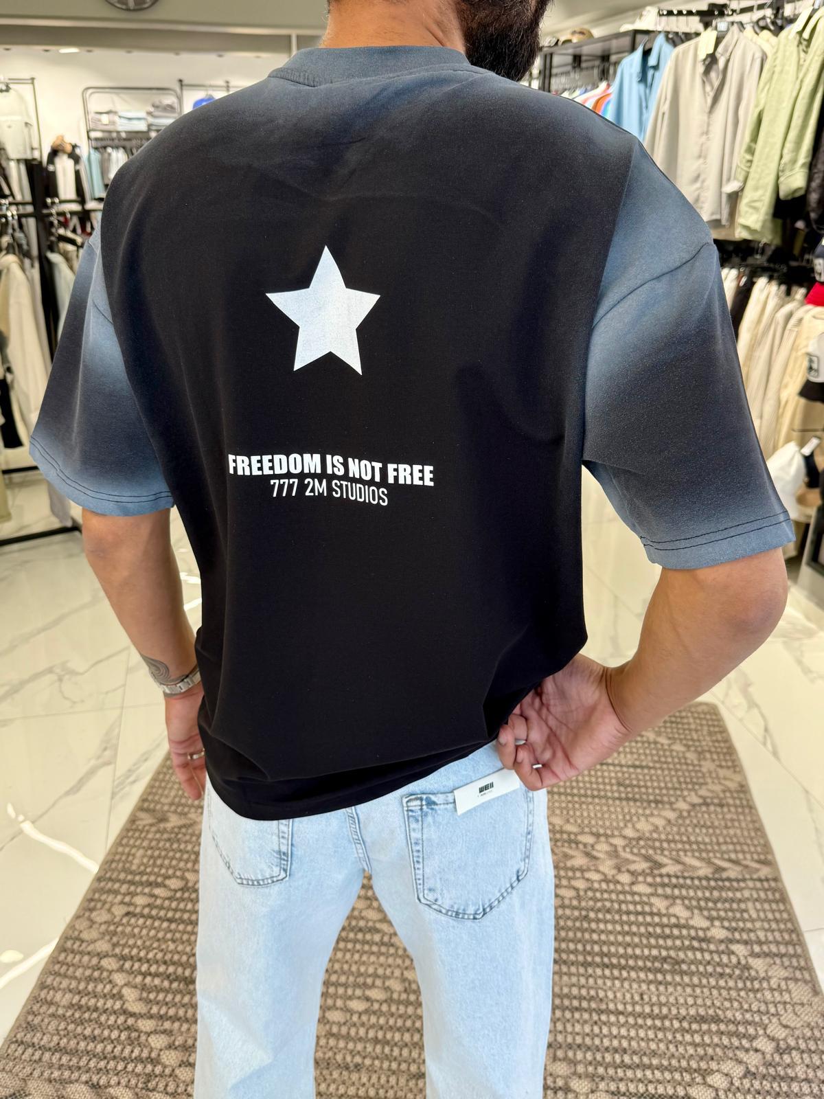 Yıldız Desen Oversize Tişört ANtrasit