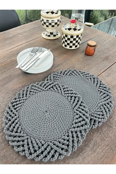 2'li Set Örgü Model Amerikan Servis-Leke Tutmaz Antrasit 33 cm