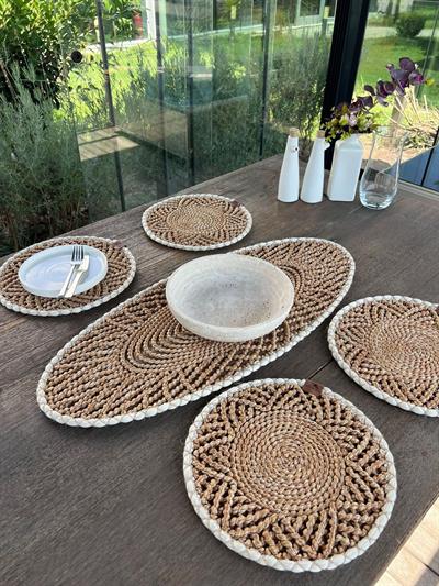 4 Kişilik Sofra Çeyiz Seti-Leke Tutmaz 6 Parça Kahverengi - Beyaz