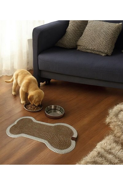 Evcil Hayvan, Kedi - Köpek Mama Matı - Paspası, Natural-Beyaz